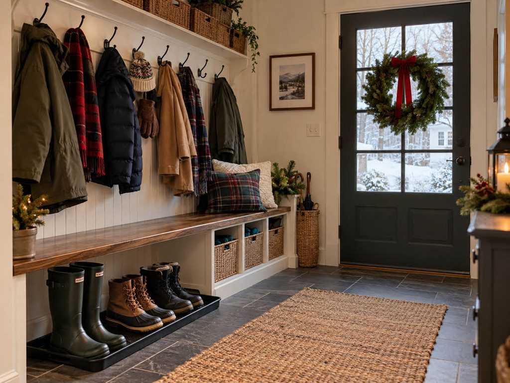 In The Upper Valley, A Mudroom Is Essential. Here is an example of a clean and organized mudroom.